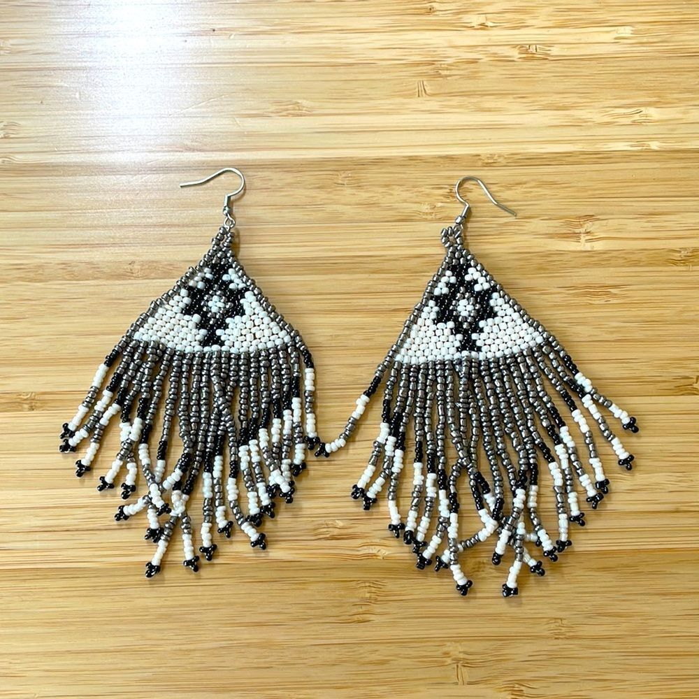 Bohemian Beaded handmade Tassel Pendant Dangle Earrings